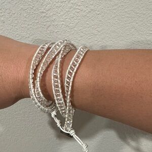Adjustable Clear Beaded Wrap Bracelet